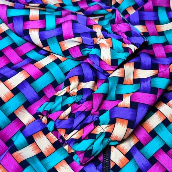 Silver Threads Vintage Woven Geometric Print Jacket Womens Medium Colorful Bold - Picture 10 of 12